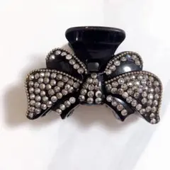 y2k 平成レトロ ギャル キラキラストーン リボン ヘアクリップ 当時物00s