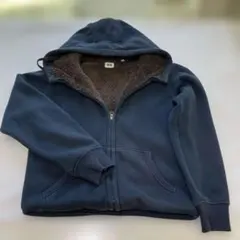 UNIQLO ユニクロ　ジップアップパーカー　　ボア　ネイビー　暖かい　丈短