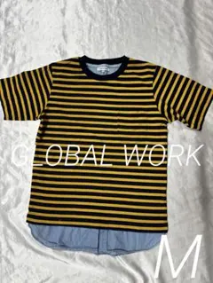 【GLOBAL WORK】　切り替えTシャツ　ボーダー　美品　M