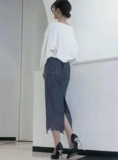 美品⭐︎MERCURY DUOリーフケミカルレースタイトスカート