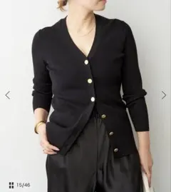 deuxiemeClass⭐︎RIB Vネックカーディガン　ブラック　ゴールド