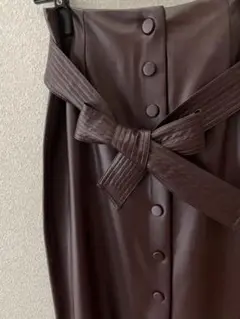 ZARA ボルドー レザー調 ロングマキシスカート