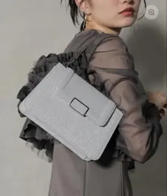 3WAY 上品 ラメバッグ シルバー 結婚式 お呼ばれ オケージョン