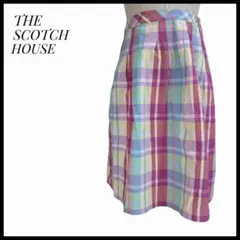 THE SCOTCH HOUSE 160A マドラスチェック スカート 綿　膝丈のサムネイル