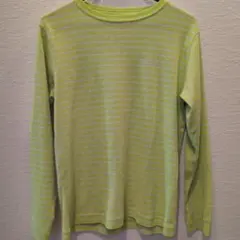 mont-bell 長袖カットソー 黄緑 ストライプ