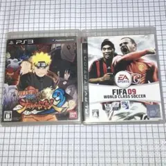 【盤面美品 2本】 PS3ナルト ストーム3/ FIFA 09 ※ナルト取説無し