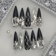 ネイルチップ ビジュー キルティング ロングネイル ギャル 埋めつくし 派手