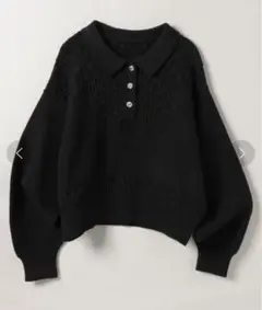 新品タグ付 ジーナシス オープンワークポロニット ブラック