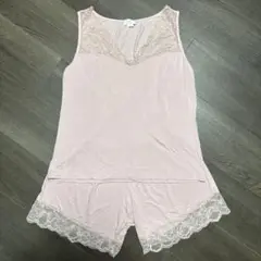 fraly イタリア　ルームウェア　タンク　ボクサー　モダール　レース　ピンク