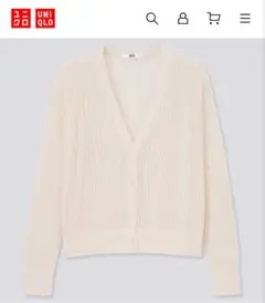 ［UNIQLO］ハイツイストコットンショートカーディガン＊OFF WHITE/M
