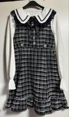 地雷系　量産型　ブラウス　ツイードワンピース　2点セット売り　膝丈ワンピース