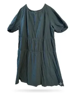 eur3 15号【XXL】コットン100% 半袖ブラウス ダークグリーンのサムネイル