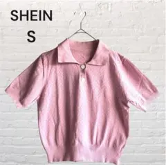SHEIN ショート丈 ポロニット ピンク Sサイズのサムネイル