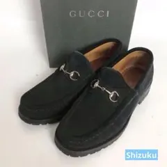 GUCCI グッチ ホースビットローファー ブラック スウェード レディース