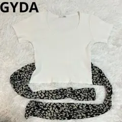 GYDA レオパードバックリボントップス　ジェイダ　ホワイト　ギャル　半袖