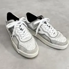 MONCLER ホワイト×グレー レザー スニーカー