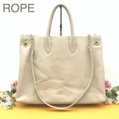 ✨美品✨ROPE’ 横型トートバッグ　レザー　A4可　ベージュのサムネイル