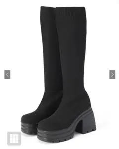 GRL チャンキーヒールロングソックスブーツ[gd1691]