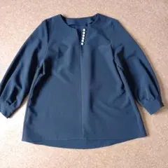 ロペピクニック ネイビーパール付き 長袖ブラウス 38