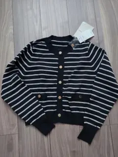 メタルボタンボーダーカーディガン Mサイズ