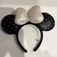 ディズニー カチューシャ ミニー スパンコール キルティング パール ブラック