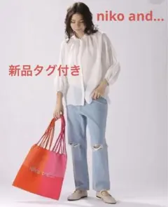 新品タグ付き　ニコアンド プレミアムローンコクーンブラウス 白 M