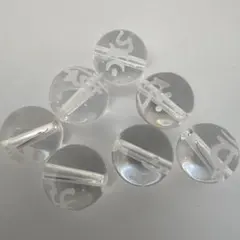 天然石 水晶 梵字彫刻 丸玉 ビーズ パワーストーン 7点セット【298】