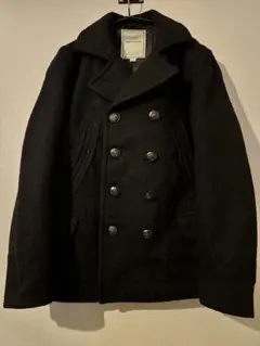 即日発送 サイズS ナノユニバース ショート丈 ピーコート 金ボタン ウール 黒