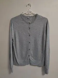 【UNIQLO　ユニクロ】長袖 クルーネック カーディガン グレー XL
