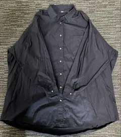 ユニクロ　エクストラファインコットンオーバーサイズロングシャツ　ネイビー