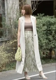 【タグ有】フレイアイディー プリントナロー切替スカート