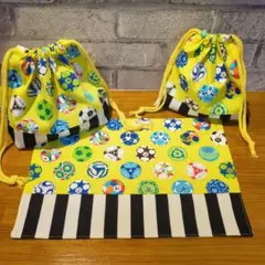 切替お弁当袋☆コップ袋☆ランチョンマット☆3点セット