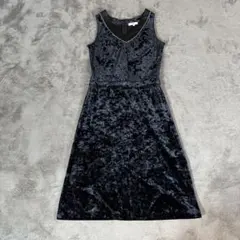 NATURAL BEAUTY ノースリーブベロアワンピース S ブラック