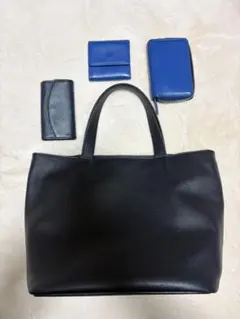 ブラックレザートートバッグと財布セット