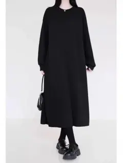 今年らしいコーデI ロングワンピース 無地＆シンプル 体型をカバー プルオーバー