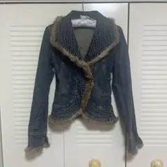 な*に様 グランジ　平成　ギャル　y2k デニムジャケット　ファージャケット フ