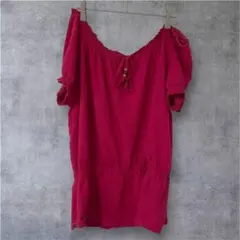 一点物☆ オフショルダー ピンク チュニック 半袖 レディース