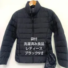 洗濯済み袋付良品レディース136S寸ブラックウルトラライトダウンジャケット