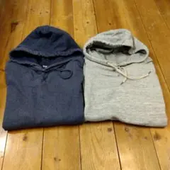 ユニクロスウェットパーカ（長袖）M　グレー　紺　2着セット