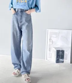 クラシカルエルフゆったりハイウエストワイドストレート無地デニム&チノカラーパンツ