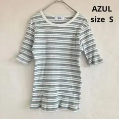 AZUL アズール　半袖ボーダーリブ T シャツ　カットソー　S 　ピタT