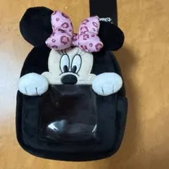 Disney ミニーマウス ヒョウ柄リボン ぬいぐるみポーチ アベイル