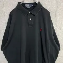 ポロバイラルフローレン　90s 刺繍ロゴ　ブラック　ポロシャツ　半袖　2XL