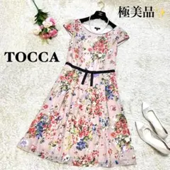 B459/美品 TOCCA ノースリーブワンピース ひざ丈 花柄 プリーツ 00 B459/美品 TOCCA ノースリーブワンピース ひざ丈 花柄 プリーツ 00