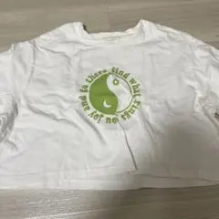 クロップドTシャツ ホワイト グリーンプリントのサムネイル