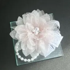 シフォンコサージュ 卒業式 入学式 入園式 ベビーピンク⑥ パール レース