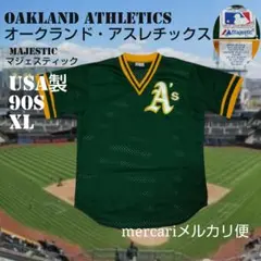 90s USA製 アスレチックス MLB Majestic ベースボールシャツ