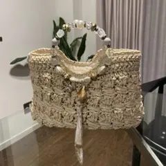 Courreges ヴィンテージ ラタンショルダーバッグ カゴバッグ ロゴ金具