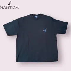NAUTICA 半袖Tシャツ ブラック 刺繍 ポケット付き