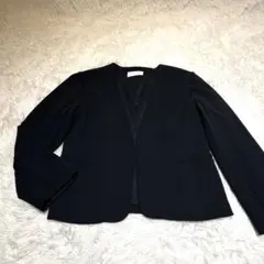 ネイビー ノーカラージャケット